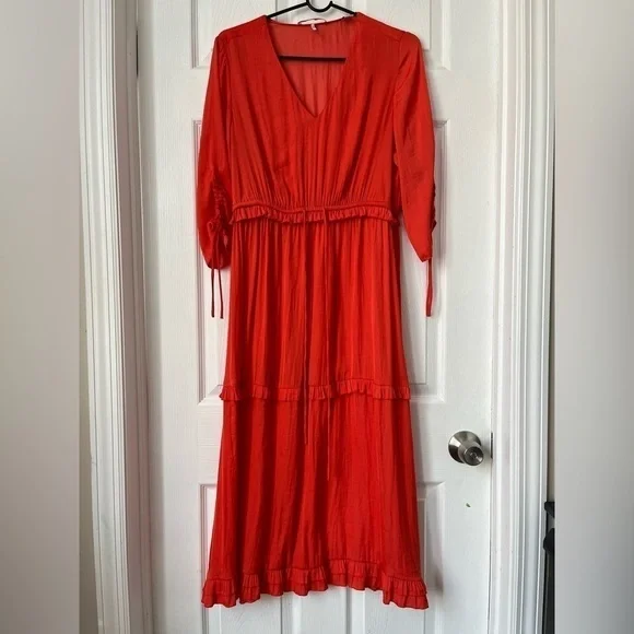 scotch and soda orange dress Scotch & Soda Dress Velvet Striped Orange Extra Small